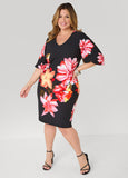 Puff Sleeved Floral Sheath Dress