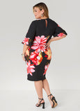 Puff Sleeved Floral Sheath Dress