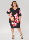 Puff Sleeved Floral Sheath Dress
