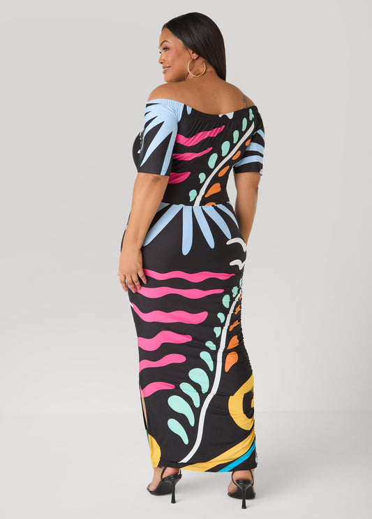 Tall Tropical Off The Shoulder Dress