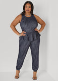 Denim Peplum Jumpsuit
