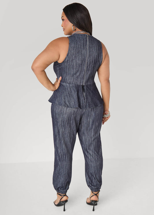 Tall Denim Peplum Jumpsuit