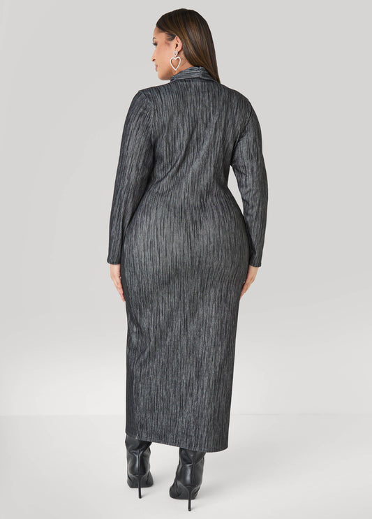 Cowl Neck Denim Maxi Dress