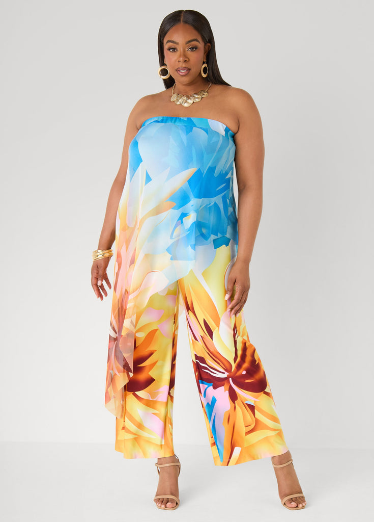 Layered Floral Print Jumpsuit – Ashley Stewart