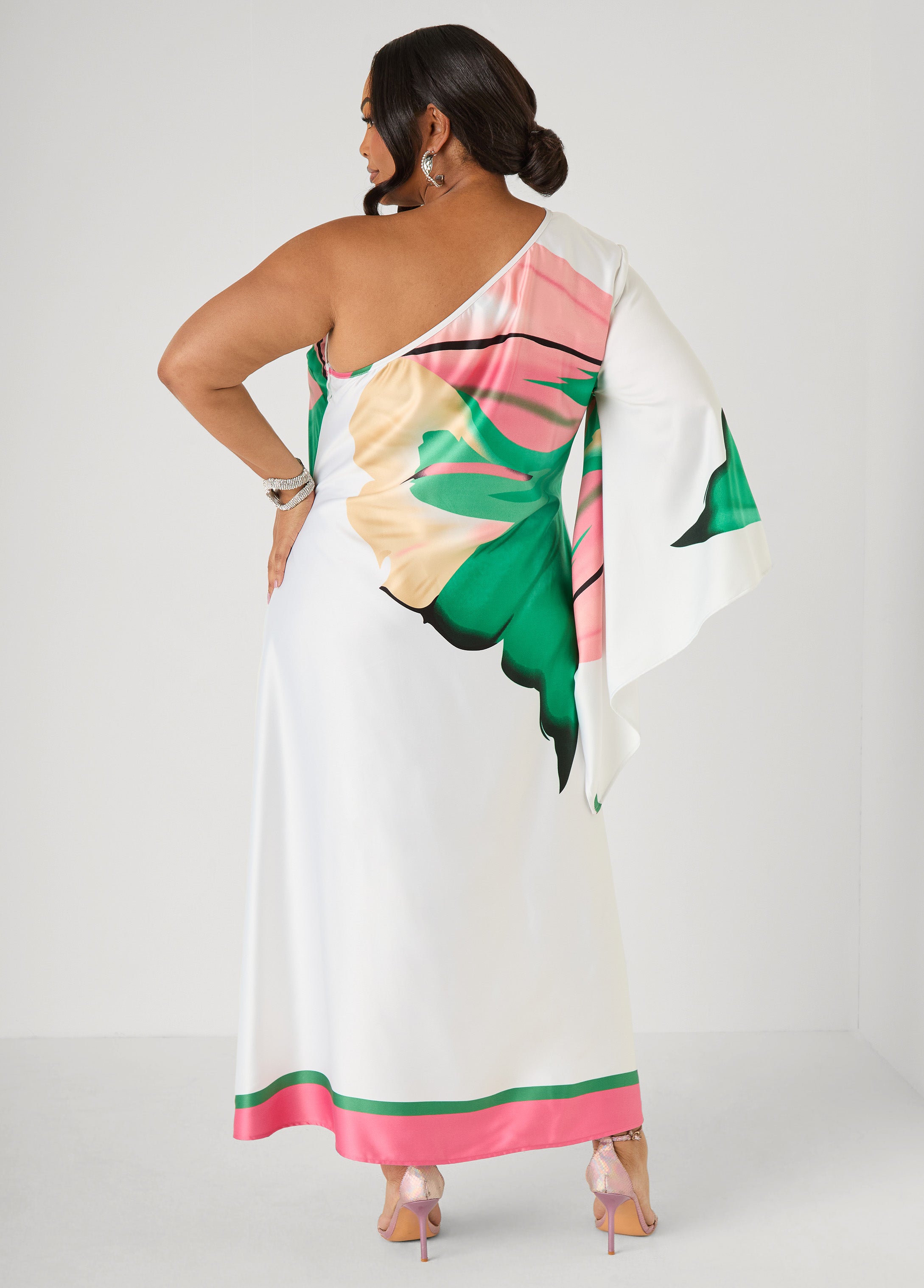 One Shoulder Floral Maxi Dress