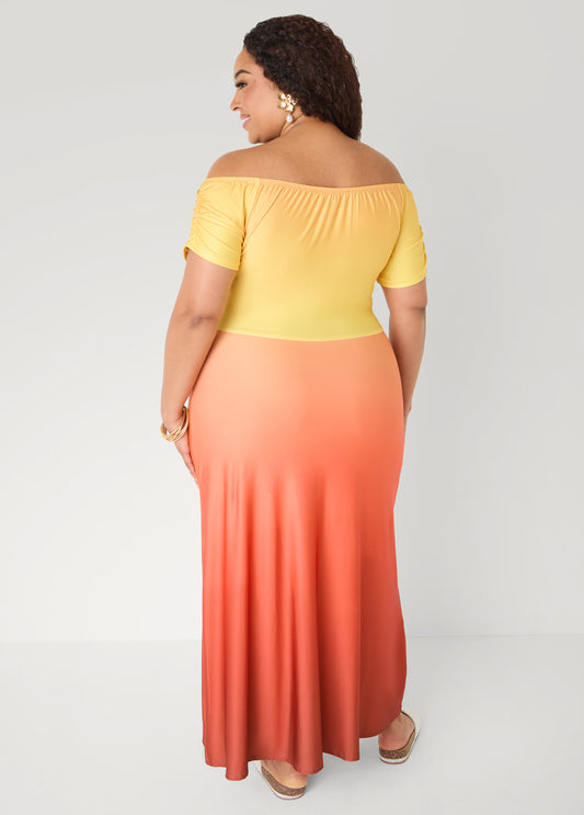 Tall Ombre Off The Shoulder Maxi Dress