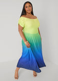 Off The Shoulder Ombre Maxi Dress