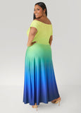 Off The Shoulder Ombre Maxi Dress
