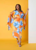 Split Sleeve Tropical Print Dress