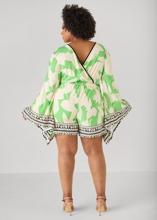 Drama Sleeved Printed Romper