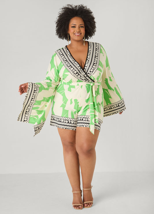 Drama Sleeved Printed Romper