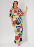 Off The Shoulder Geo Maxi Dress