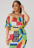 Off The Shoulder Geo Maxi Dress