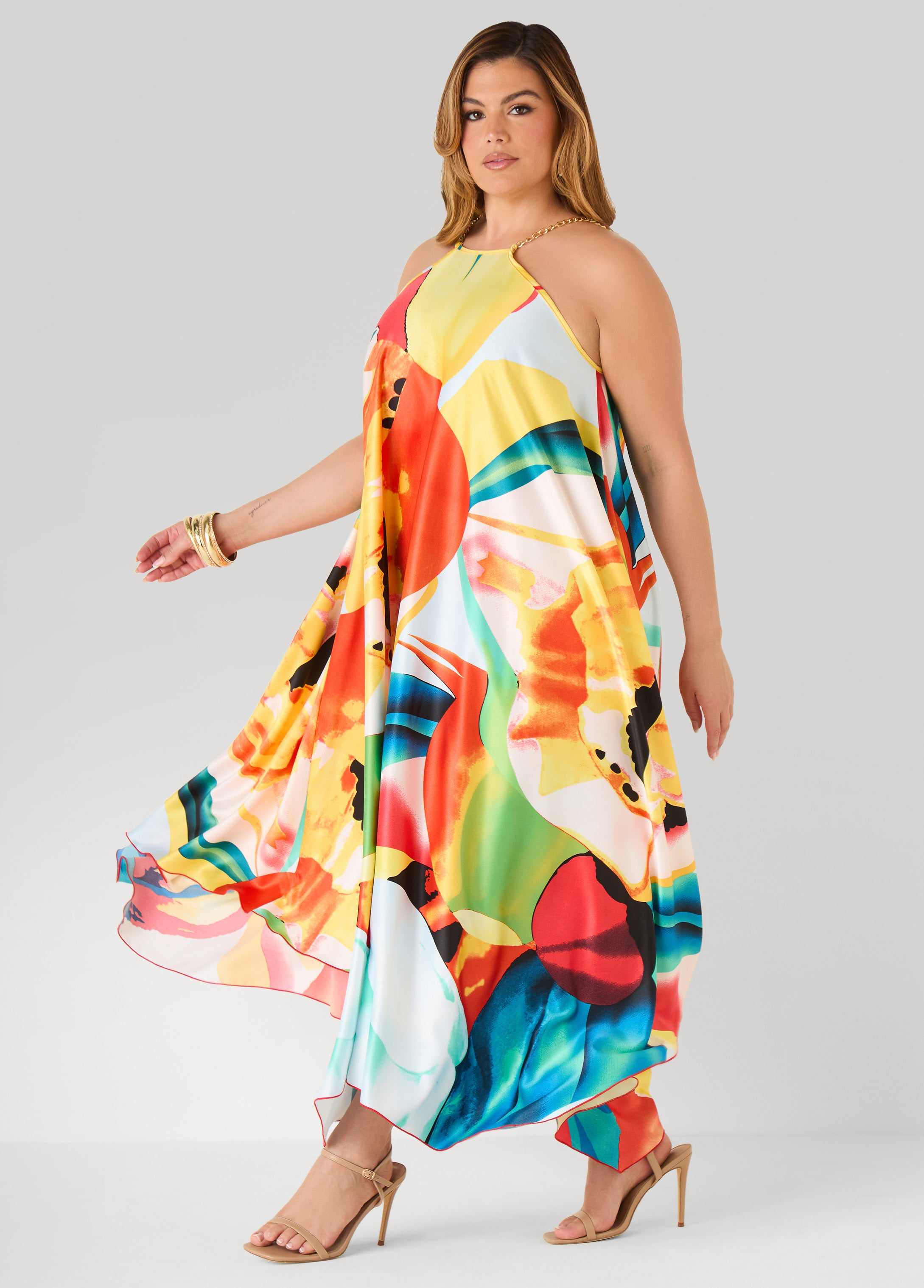 Plus Size Maxi Dress Floral Print Dress Flowers Summer Dress