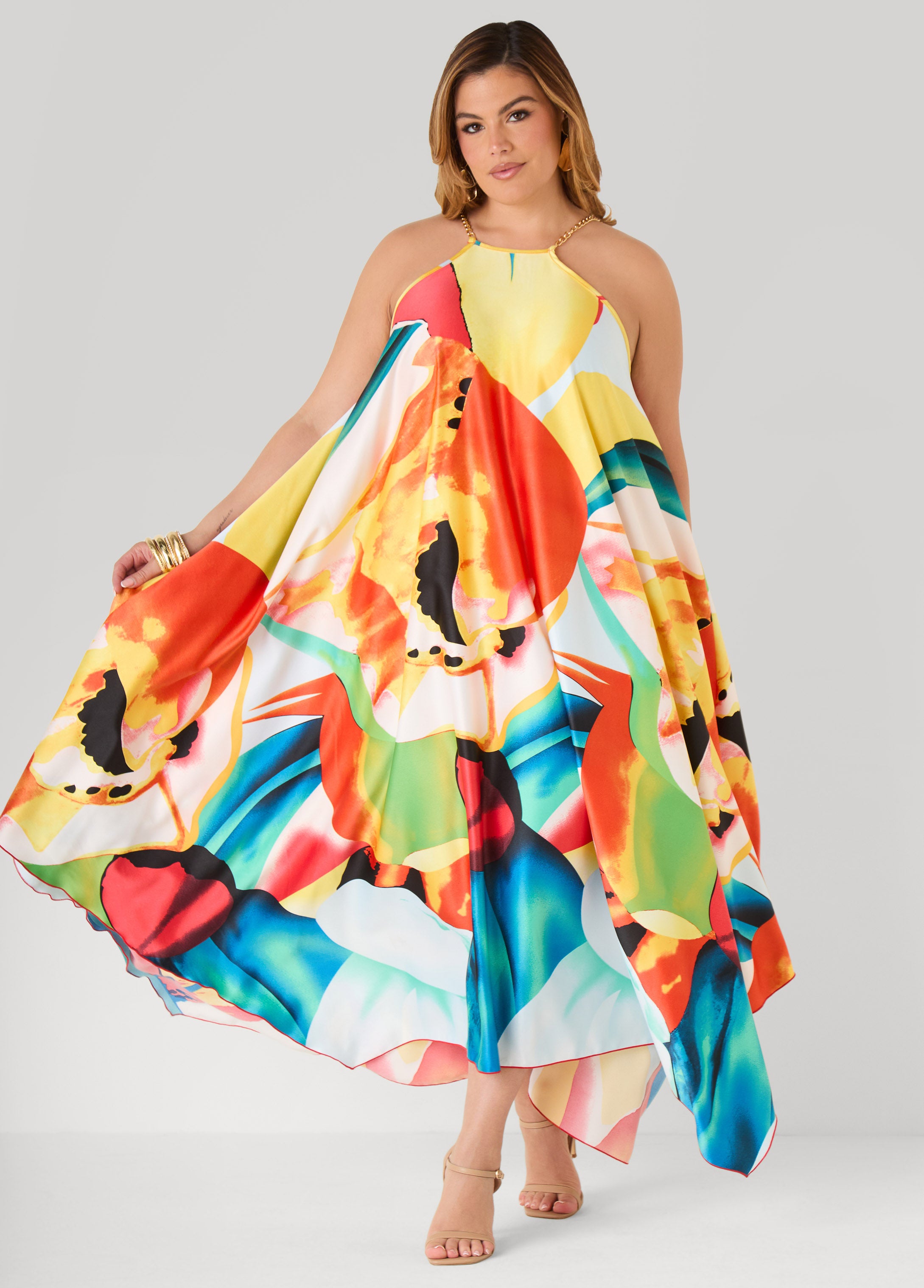 Plus Size Maxi Dress Floral Print Dress Flowers Summer Dress
