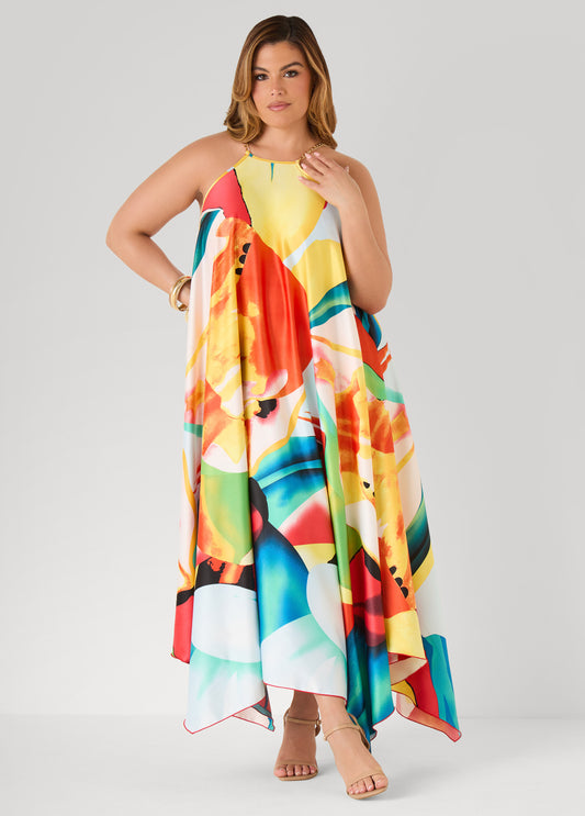 Plus Size Maxi Dress Floral Print Dress Flowers Summer Dress