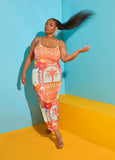 Plus Size Printed Mesh Maxi Dress Sleeveless Tank Summer Slip Dress