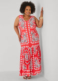 Flounced Bandana Print Maxi Dress