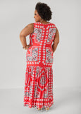Flounced Bandana Print Maxi Dress