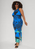 Abstract Print Maxi Dress