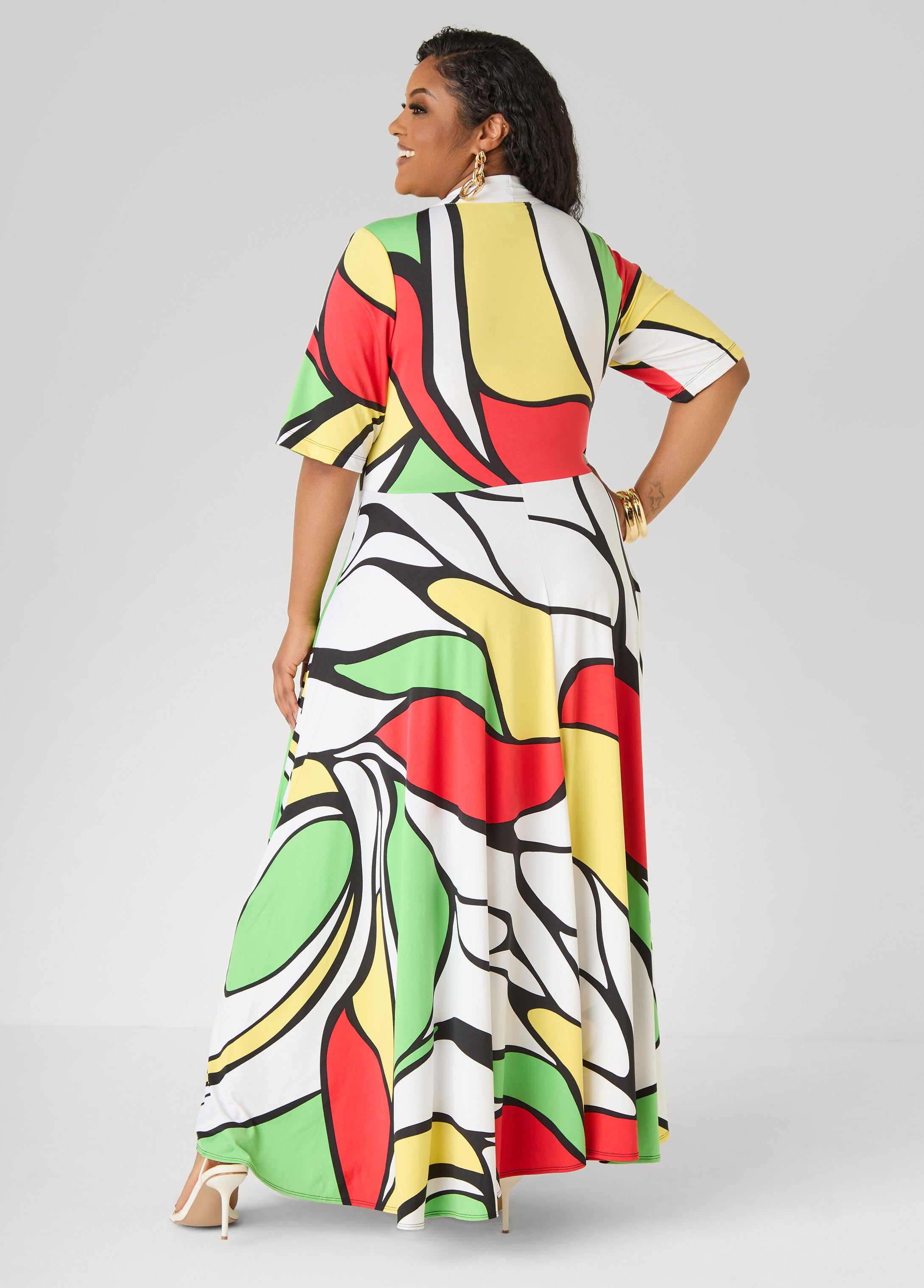 Printed Faux Wrap Maxi Dress – Ashley Stewart