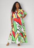Printed Faux Wrap Maxi Dress