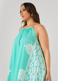 Chain Trimmed Scroll Print Dress