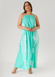 Chain Trimmed Scroll Print Dress