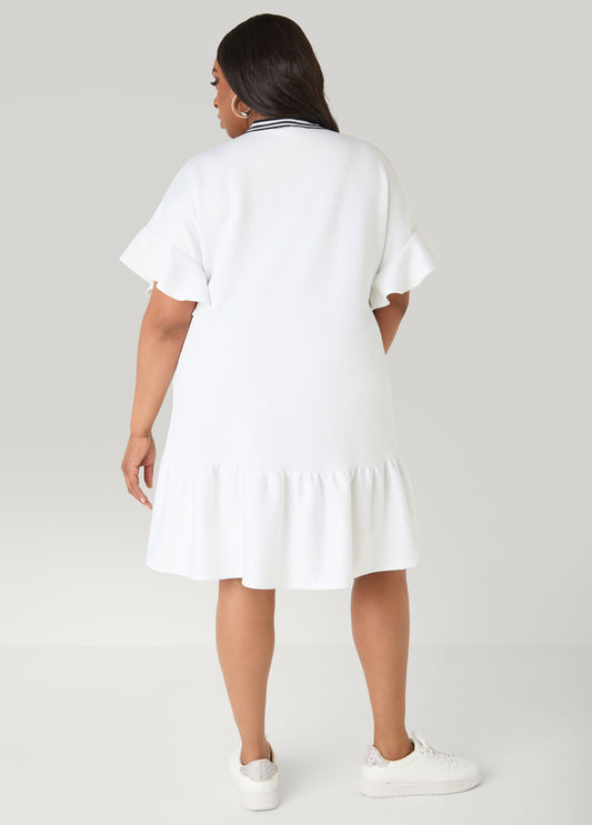 Ruffled Textured Babydoll Dress