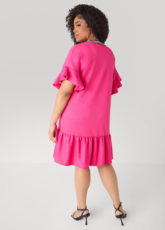 Ruffled Textured Babydoll Dress