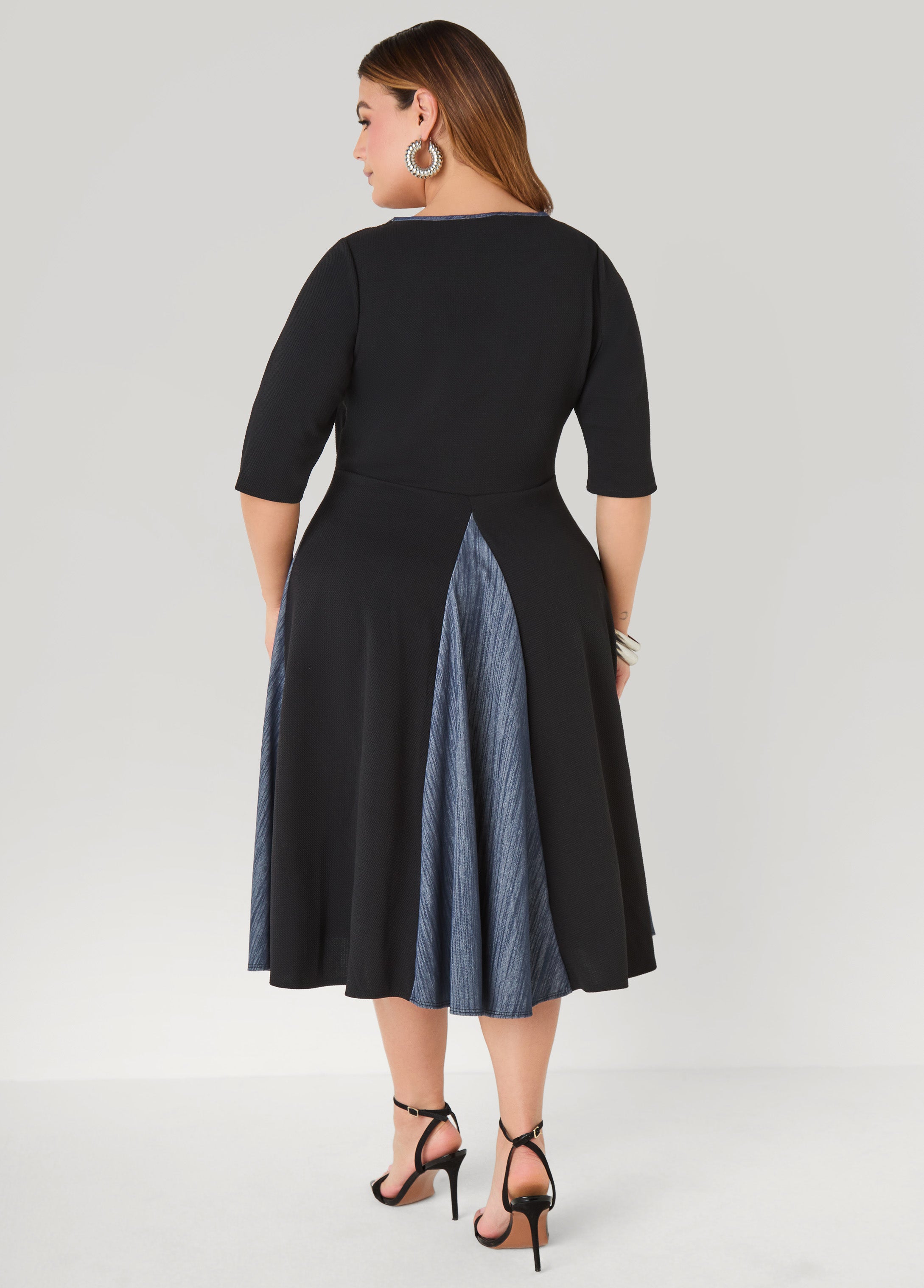 Denim Paneled A Line Dress - Black / 10 / UPCO Denim Paneled A Line Dress - Black / 10 / UPCO