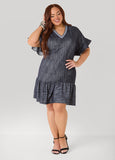 Textured Denim Babydoll Dress