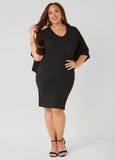 Textured Cape Sheath Dress