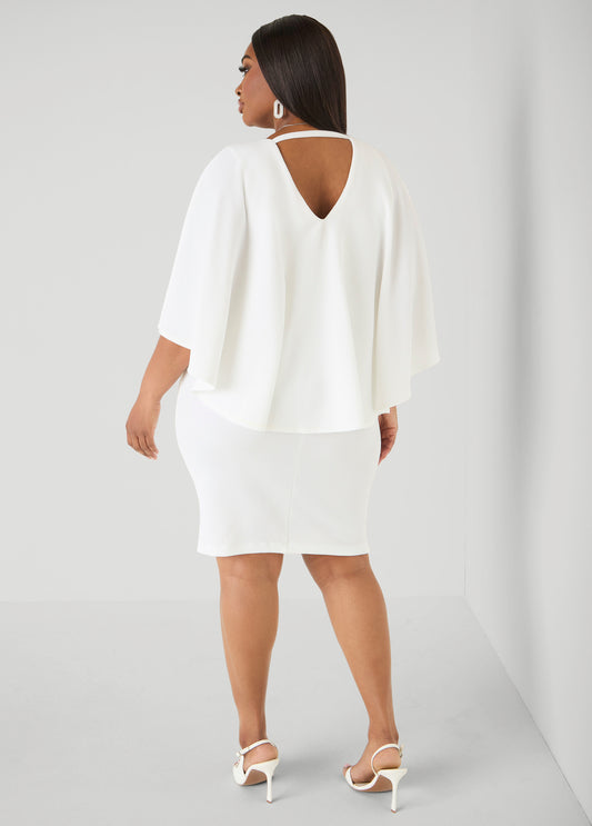 Textured Cape Sheath Dress