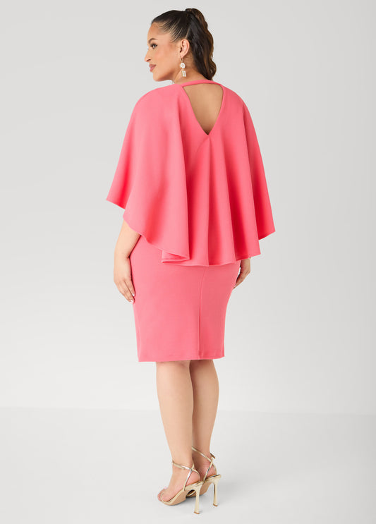 Textured Cape Sheath Dress