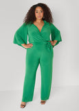 Stretch Knit Faux Wrap Jumpsuit