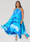 Chain Trimmed Wave Print Dress