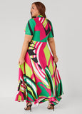 Geo Print Faux Wrap Maxi Dress