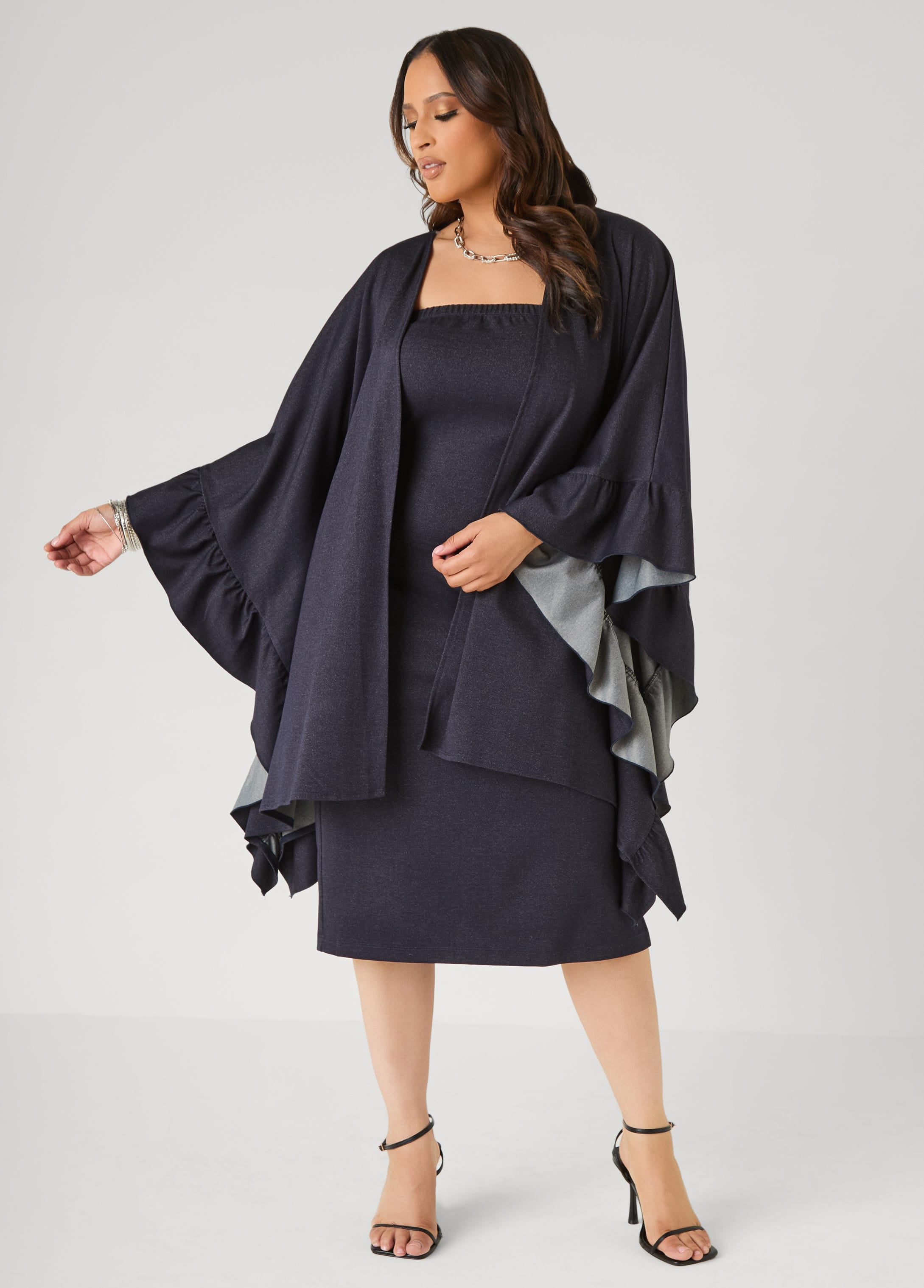 denim midi tube dress Cotton Denim Tube Dress With Front Button Details | ADFYBJTD-501