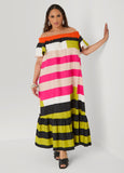 Off The Shoulder Striped Dress