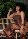 Belted Printed Wide Leg Jumpsuit