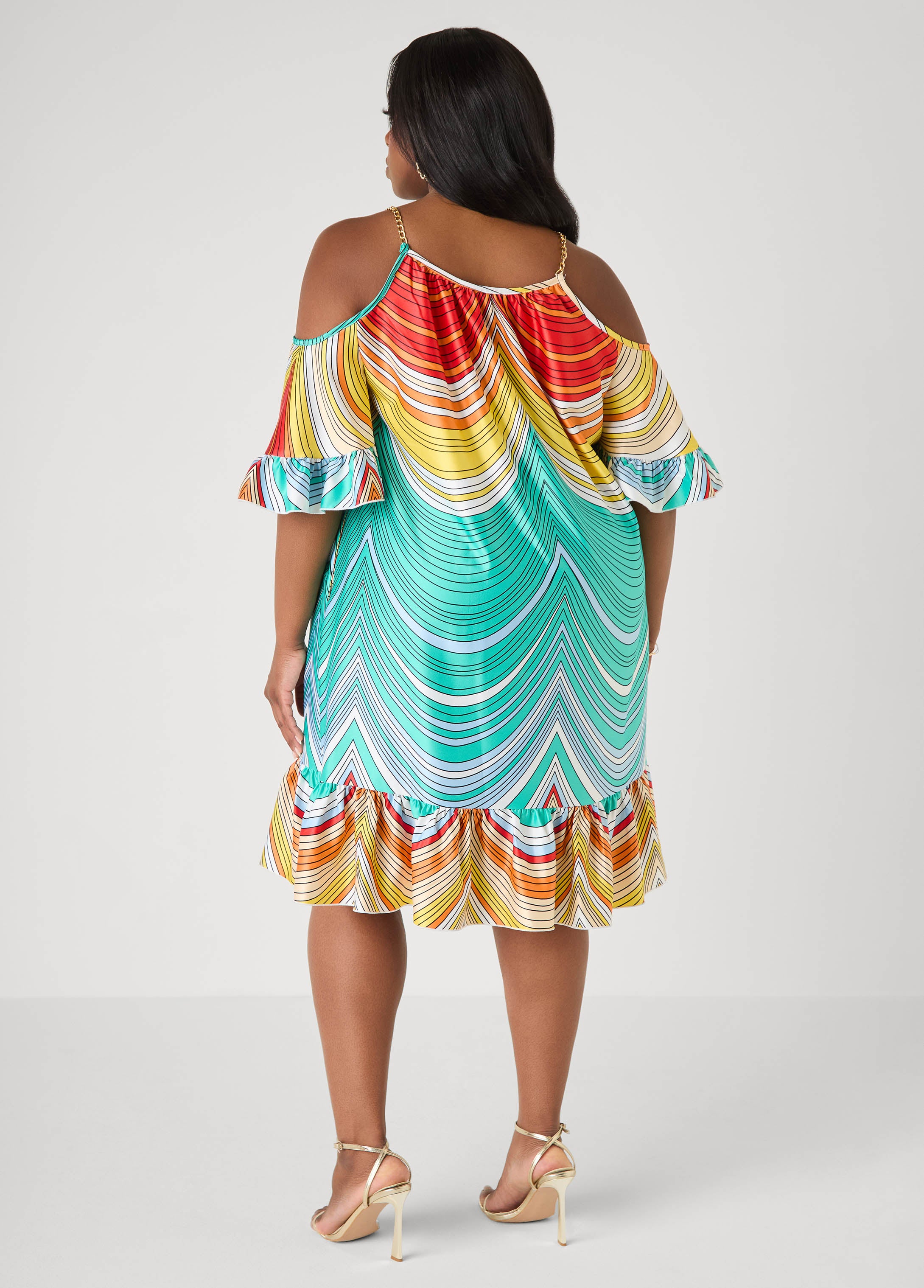 Cold Shoulder Striped Dress