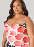 Printed Cowl Neck Slip Dress