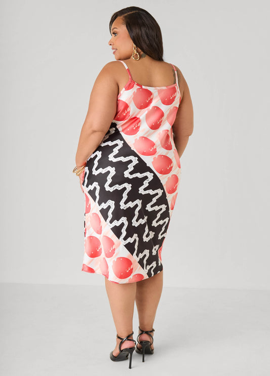 Printed Cowl Neck Slip Dress