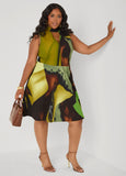 Abstract Print A Line Dress