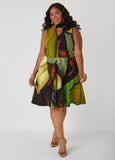 Abstract Print A Line Dress