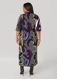 Textured Swirl Print Maxi Dress