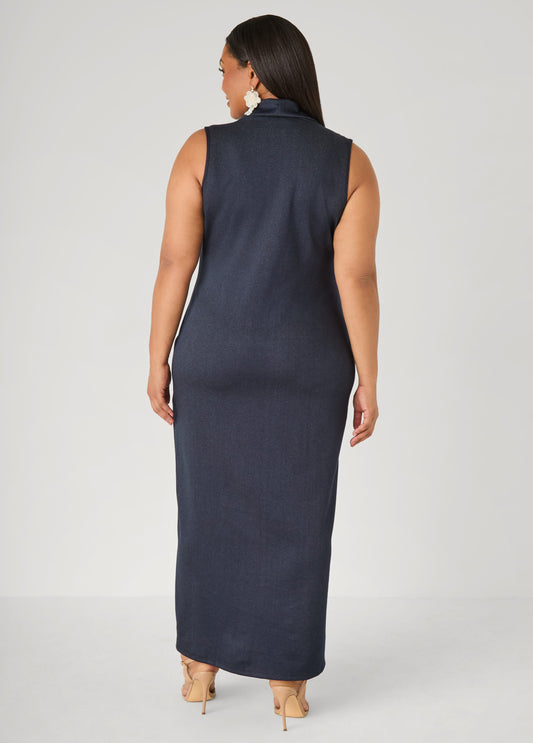 Denim Cowl Neck Bodycon Dress