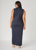 Denim Cowl Neck Bodycon Dress