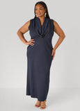 Denim Cowl Neck Bodycon Dress